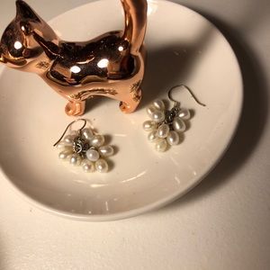Cute and tiny pearl dangling earrings